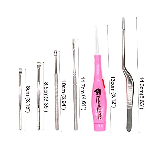 SunMine 6pcs Ear Pick with Light LED Ear Curette Earwax Removal Ear Cleaning Set with Storage Box