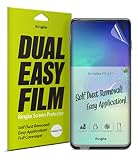 Ringke Dual Easy Film [2 Pack] Compatible with Galaxy S10 (6.1") High Resolution [Support Ultrasonic Fingerprint] Easy Application Case Friendly Screen Protector for Galaxy S10 (2019)