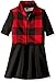 My Michelle Girls' Big Short Sleeve Scuba Fabric Dress with Quilted Plaid Vest with Piping