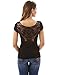 PattyBoutik Women Crochet Lace Back V Neck Cap Sleeve Blouse (Black Small)