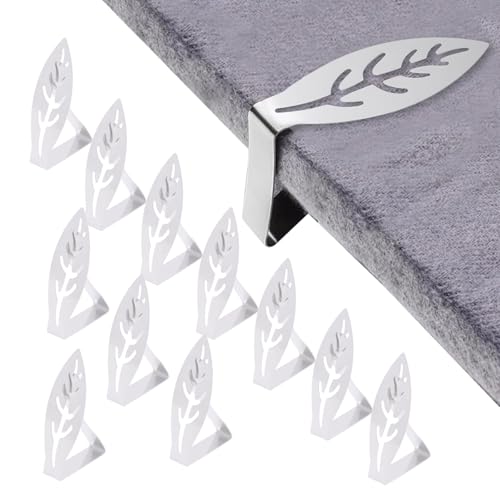 pclapora 10 x Stainless Steel Tablecloth Clips, Flexible and Movable Tablecloth Clips, for Office Thickness within 4 cm, for Indoor and Outdoor Use