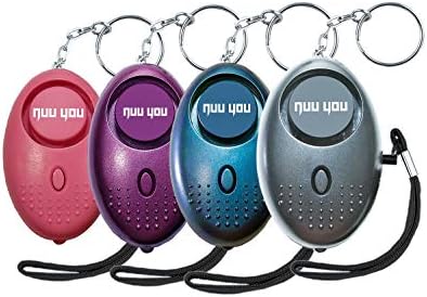 Personal Alarm for Woman Siren 140 DB with LED Light (4 Pack)Safety Sound Alarm Personal Alarm Women/Kids/Girls/Elderly Self Defense Device Recommend (Silver/Black&Purple/Black&Pink/black&Blue/Black)