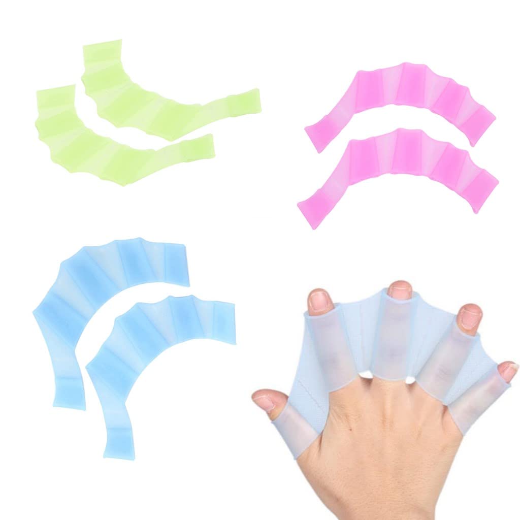 LATRAT 3 Pairs of Finger Swimming Gloves, Swimming Accessories, Swimming Gloves, Soft and Practical Swimming Training Equipment for Adults and Children