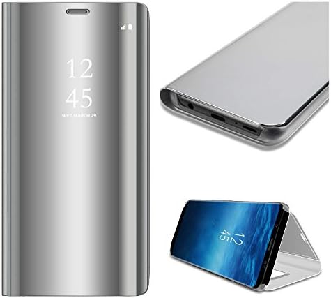 GH GHawk Mirror Case Translucent Flip for Samsung Galaxy A30s Full Protection Electroplate Plating Stand[Smart Dormancy&Awakening/Caller ID Display/Clock Showing]
