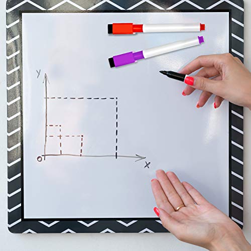 Boao 24 Pieces Magnetic Dry Erase Markers Whiteboard Erase Marker with Erasers Cap for School and Office, 8 Assorted colors (Black cap)