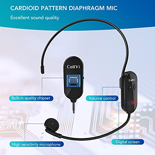 Wireless Microphone Headset, UHF Wireless Headset Mic with Digital