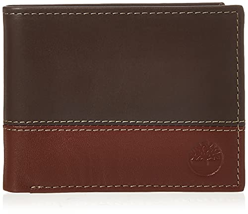 Timberland Carteira masculina hĂbrida de couro com trĂŞs dobras, marrom/conhaque, tamanho nico