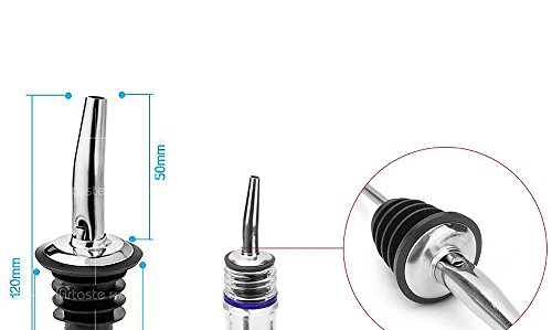 Emousport 3 Pieces New 304#Stainless Steel Liquor Spirit Pourer Free Flow Wine Bottle Pour Spout Stopper barware wine pourer (silver) - Thumbnail 2