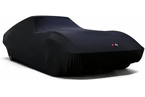 Superstretch Custom Fit Indoor Car Cover Compatible with 1963-1967 Chevrolet Corvette C2, Black - Stretch-Fit Protection, Off