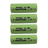 4pcs 2/3AAA Size 1.2v NiMH Rechargeable Battery 400mah with Flat Top
