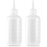 Bar5F 6-Ounce Applicator Bottles for Hair Color, Translucent, Pack of 2 | Squeeze Bottle, Measuring Scale, Scalp Oil Perm Treatment
