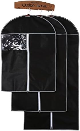 Dress Clothes Coat Garment Suit Cover Bag Dustproof Storage Protector Breathable (10060, BLACK)