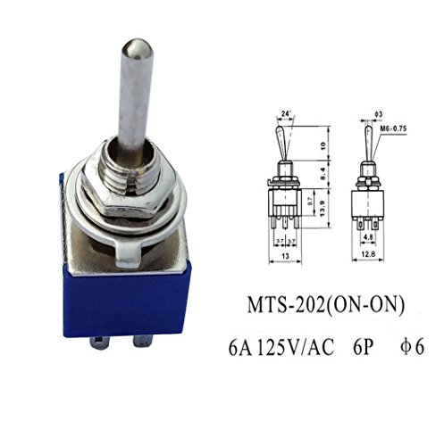 Aoyoho 15Pcs Off/ON Thread SPST Latching Type Push Button Switch and 5Pcs ON/ON 2 Position DPDT Toggle Switch