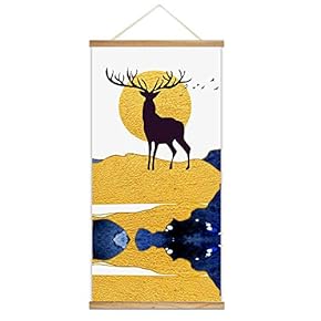Wooden Framed Hanging Poster Nordic Style Nature Landscape Wall Picture Canvas Artwork for Home Decoration Ready to Hang - 18"x36"