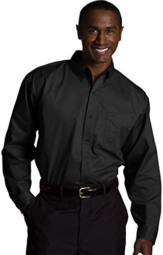 Edwards Men's Cottonplus Long Sleeve Twill Shirt, BLACK, 4XLarge