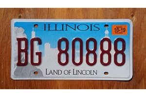 GENERIC Authentic License Plate - All 50 States + Territories, Great for Decoration, Art Projects, Garages, Unique Gifts, Man Caves. (Illinois)