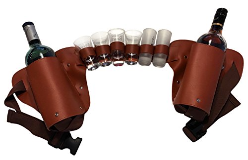 Liquor Holster - Liquor Belt - Shot Holder New and Improved! (Brown)