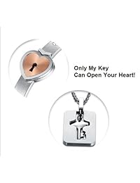 Juego de pulsera de titanio para pareja con texto en inglés "Only You Have My Key" en caja de regalo