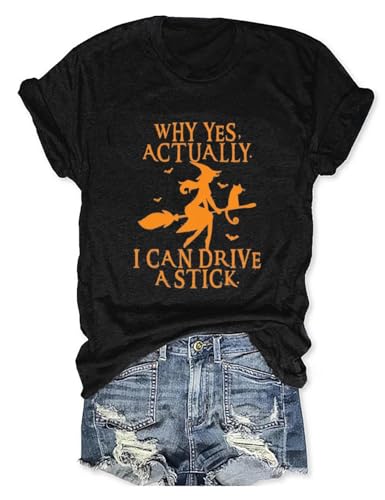 Womens Halloween T-Shirt Funny Short Sleeve Witch Please Graphic Tees Tops(L,Black-3) at Amazon