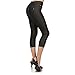 Yelete Women's Stretchy Skinny Jeggings Shorts & Capri Pull On Style Black- L, Large