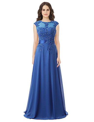 Sarahbridal Women's Long Chiffon A-line Beading Bridesmaid Dresses Prom Gowns