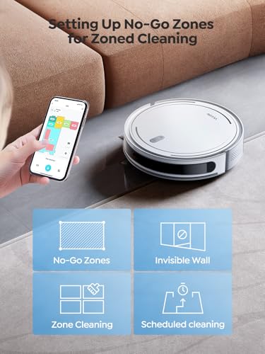 Vyzzle Robot Vacuum 8000Pa Strong Suction, LiDAR Navigation, 8.3cm Ultra Thin Robot Vacuum Cleaner with Mop, App/Alexa Control, Robotic Vacuums for Pet Hair, Hard Floors, Carpets, D10 (White)