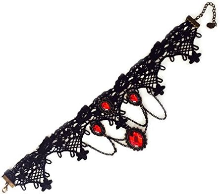 Lost in Lace Necklace with Red Gems, Black