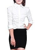 Allegra K Women Ruched Front Buttoned Shirt,White,X-Large / US 18