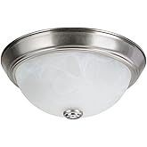 Aspen Creative 63013-1A Two-Light Flush Mount in Brushed Nickel with White Alabaster Glass Shade, 11" Diameter