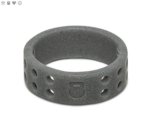 Qalo Women's Perforated Silicone Ring, Smoke Grey, Size 9