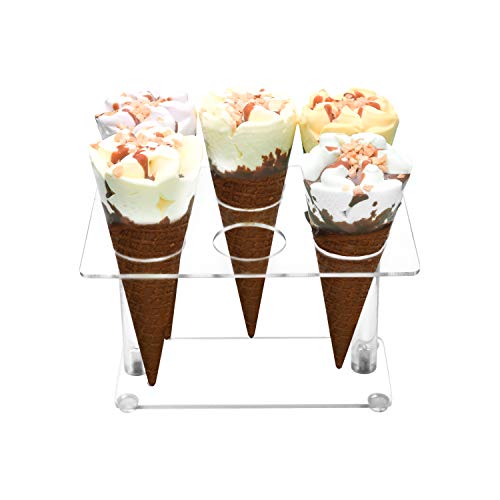 AILELAN Cone Holder, Clear Acrylic Ice Cream Cone, Sushi Hand roll Stand Holder, 6 Holes