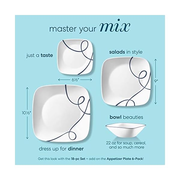 Corelle Chip Resistant Lunch Plates, 6Piece, Lia The Home Kitchen Store