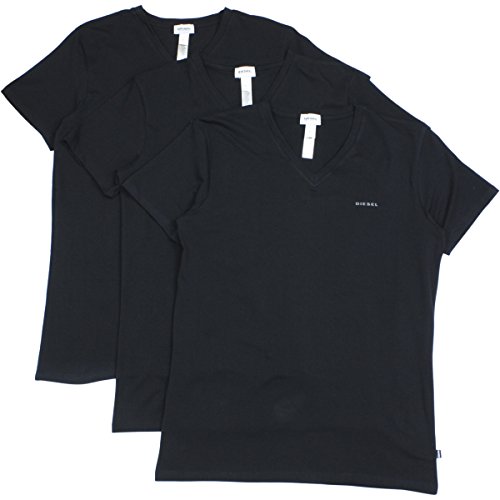 Diesel Men's Michael 3 Pack Essentials V-Neck T-Shirt, Black, Large
