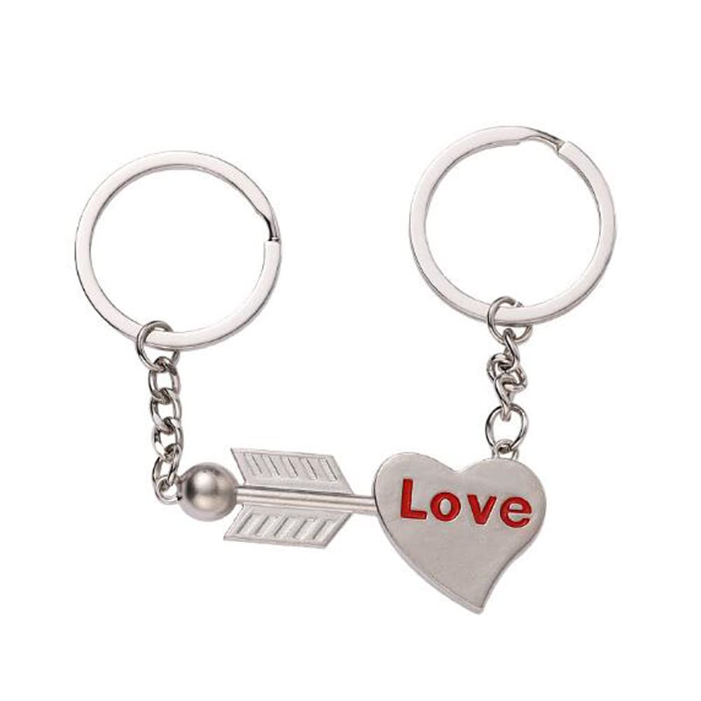 ARFUKA Keyring Arrow and Heart Pendant Couple Keyrings Metal Keychain Unisex Key Organizer Holder Keyring Birthday Christmas Wedding Valentine's Day Gift for Men and Women