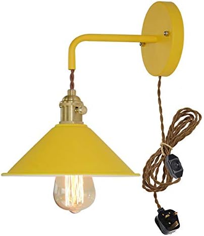 Plug-in Dimmable Wall Light with Practical Plug, Cable and Dimmer Switch,Yellow Macaron Candle Wall lamp for Bedside lamp Bathroom Vanity Lights