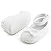 Delebao Baby Girl Infant Satin Mary Jane Baptism Shoes Dance Ballerina Slippers (0-6 Months, White & Socks)