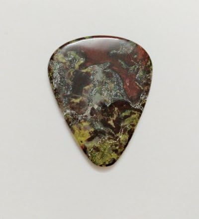 Realgem-Medium Gauge,Teardrop Style Sharp Tip,Hard Luxury Guitar Pick Made of Genuine Gemstone,Crystal,agate Guitar pick,(one pack) (Blood stone)