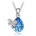 NEEMODA Blue Crystal Necklace for GirlsTeardrop Pendant Fashion Jewelry Gift for Her Birthday Anniversary Valentines Mothers Day Butterfly