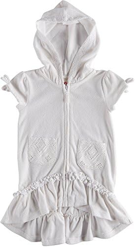 Flapdoodles Girls's Terry Hooded Swimsuit Beach Cover Up (14, White)