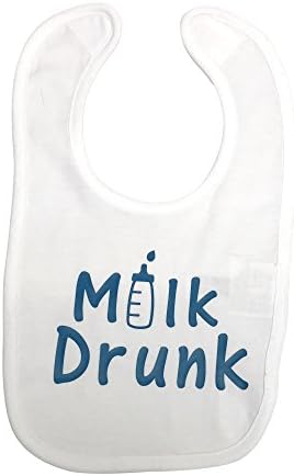 Milk Drunk Funny Bib for Baby Boys and Girls (White/Teal)