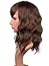 Short Wavy Bob Wigs For Black Women Natural Looking Brown Synthetic Curly Wigs With Side Bangs Heat Resistant Fiber Hair For Women (Brown)