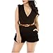 GONKOMA Women's Elegant solid color V-neck Rompers jumpsuit with belt