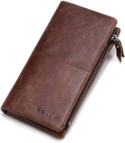 Kavi Womens Genuine Leather Wallet RFID Blocking Credit Card Holder Zipper Purseleather Multi Card Organizer Wallet Long Zipper Pocket Purse