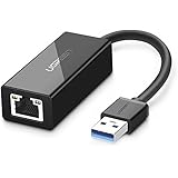 UGREEN Network Adapter USB 3.0 to Ethernet RJ45 Lan Gigabit Adapter for 10/100/1000 Mbps Ethernet Supports Nintendo Switch Black