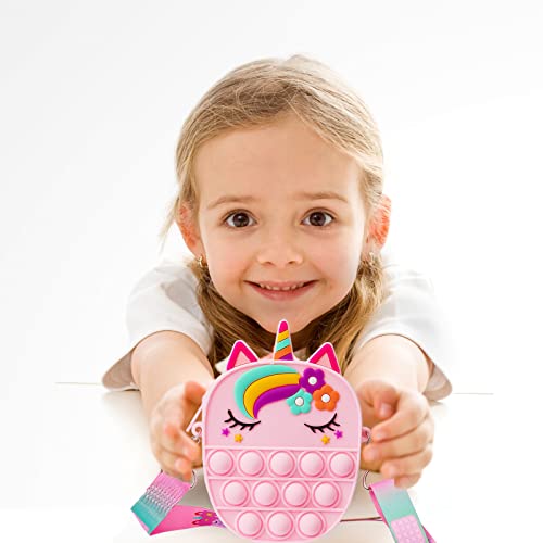 Forgreafa Pop Purse Fidget Toys for Girls, Push Bubble Sensory Crossbody Shoulder Bag, Dimple Toy Kids Handbag Relieve Stress Relief Silicone Bag