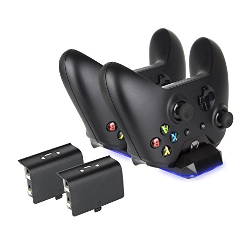 Xbox One Controller Charger, Megadream Dual Charging Dock Station, 2*1100 mAh Rechargeable Battery Pack, LED Indicator…