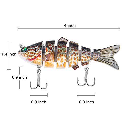 image for METNU Fishing Lures Bass 4 in Multi Jointed Lifelike Swimbaits Trout L