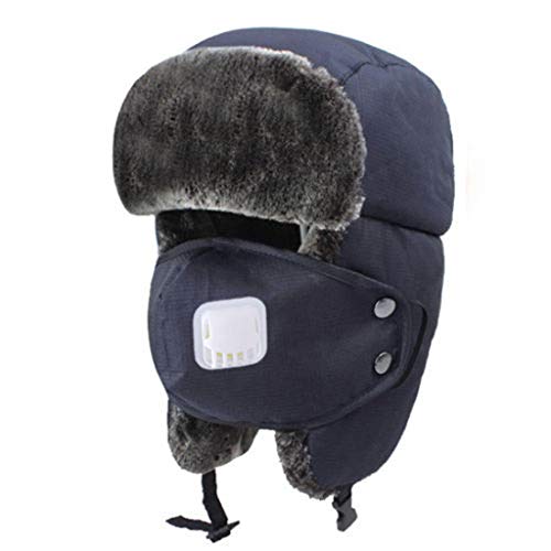 XGao Balaclava Face Mask for Cold Weather, Balaclava, Unisex Mens Women Winter Outdoor Thicken Hat Hunting for Men Ear Warm Breathable Motorcycle Face Mask Balaclava Beanie Black (Navy) - Thumbnail 5