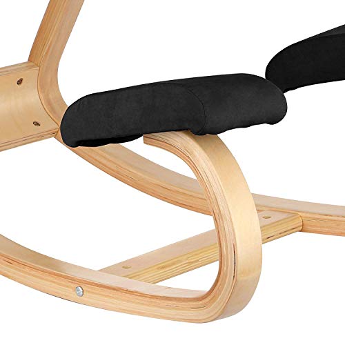 Happybuy Bentwood Ergonomic Kneeling Chair Office Home Black Comfortable Relieve Fatigue Kneeling Chair for Body Shaping Desk Computer Kneeling Chair Stool (Black) - Thumbnail 7