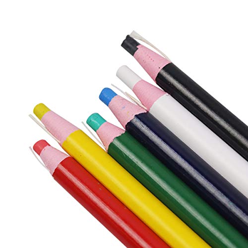 12-Pack Fabric Mark Chalk Pencil, Tailor's Chalk for Quilting, Dressmaking and Sewing Marking and Tracing Tools, 6 Color